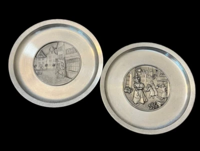 Lote de 2 Placas de Pared de Peltre Alemania Pueblo Edificios Pueblo Fein Zinn Ges Gesch Foto 1 de 4