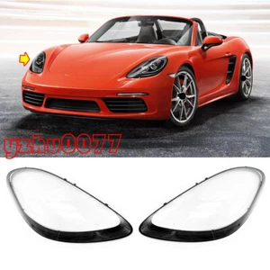 Headlamp Lens Cover Left & Right 2pcs For Porsche 2017-2020 718 Boxster Cayman - Picture 1 of 12