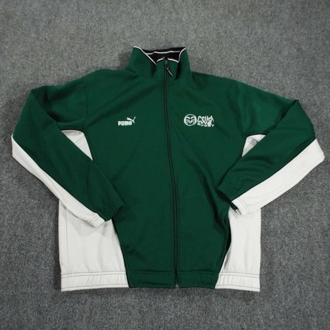 CSU Rams Rugby Puma Training Jacket Adult Medium Green White Logo Soft Full Zip Cover