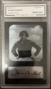 Amelia Earhart Authentic CSI Cut Digital Autograph Card 1/1 - Picture 1 of 5