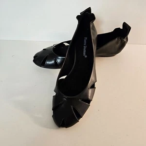 Pierre Dumas Size 7.5 Perry Black Slip-On Cut-Out Almond Closed Toe Loafer Flats - Picture 1 of 9