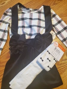 WONDER NATION TODDLER GIRL'S 3 PIECE PINAFORE SKIRT SET 2T NWT - Picture 1 of 5
