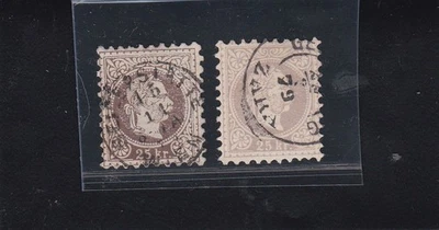 Lot old  Austria 2 used , Diff. Color , Tip II - Image 1 of 2