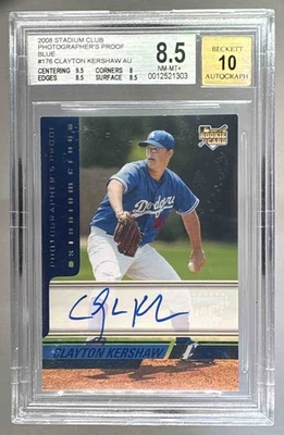 Clayton Kershaw 2008 Topps Stadium Club #176 Blue Proof Auto RC /99 BGS 8.5/10 - Image 1 of 3