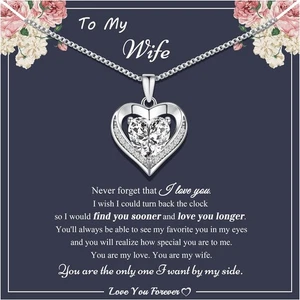 Gifts for Mom Daughter Heart Necklace I Love You Gifts for Wife Girlfriend Gold  - Picture 1 of 7