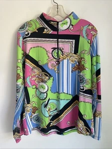 Top donna Ibkul multicolore stampa orologio maglia 1/4 zip Activewear taglia XL F17 - Foto 1 di 6