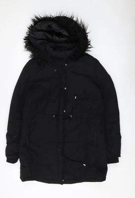 Parka negra para mujer H&M con ribete de piel talla 12 Foto 1 de 4