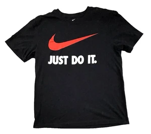 Nike Just Do It Swoosh T Shirt Mens M Black Red Swoosh Short Sleeve - Picture 1 of 6