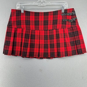 Abbey Dawn by Avril Lavigne Red Plaid Pleated Mini Skirt 13 Riot Girl Punk Y2K - Picture 1 of 6