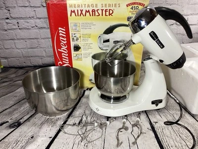 🔥Sunbeam Mixmaster 2346 Blanco Serie Heritage Cocina Soporte Mezclador Cuencos COMPLETO Foto 1 de 4