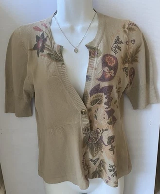 One World Short Sleeve Cardigan Sweater Women’s Size Medium - Image 1 of 4