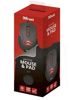 Trust Ziva Illuminated Gaming Mouse & Pad Black Red - Image 1 of 2