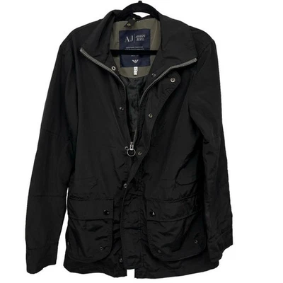 Armani джинсы куртка мужской размер маленький черный легкий молнии и кнопка застежки - Изображение 1 из 4