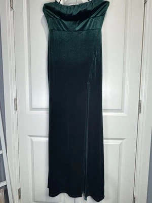 Vestido Windsor Largo Cruz Espalda Correa Terciopelo Verde Esmeralda Para Mujer Talla L” Foto 1 de 4