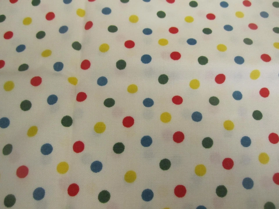 VIg Tela Algodón Gallo Rojo Puntos de Color Primario en Blanco 31" x 44" Foto 1 de 4