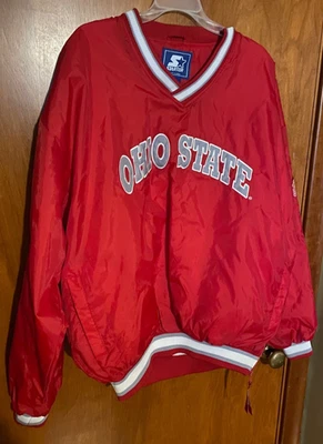 Pulôver masculino vintage Ohio State Buckeyes Starter Jacket XL vermelho NCAA gola V - Imagem 1 de 4