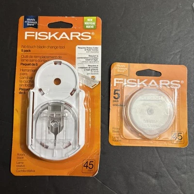 10 Fiskars 45mm Rotary Cutter Replacement 5 Blades + no touch blade change tool - Image 1 of 2