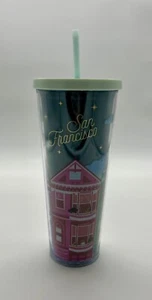 Nuevo vaso grande de taza fría Starbucks San Francisco 2019 pintado para damas con pajita - Imagen 1 de 6