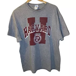 VTG Harvard University T-Shirt Men’s XL Grey Veritas Official Crest Seal 1990s - Picture 1 of 7