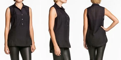 Camiseta sin mangas LAMB Gwen Stefani Esmoquin Negra Lana Seda Gasa NUEVA GW5177 NUEVA Foto 1 de 4