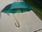 Vintage Antique Taiwan Wood Crook Handle Nylon Tent Umbrella