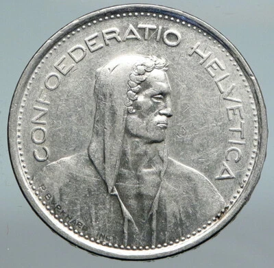 1966 B Switzerland Founding HERO WILLIAM TELL 5 Francs Silver Swiss Coin i89909 - Image 1 of 3