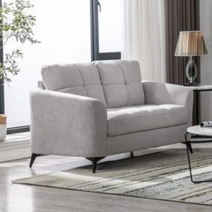 Callie 60" Light Gray Woven Fabric Loveseat - Picture 1 of 5