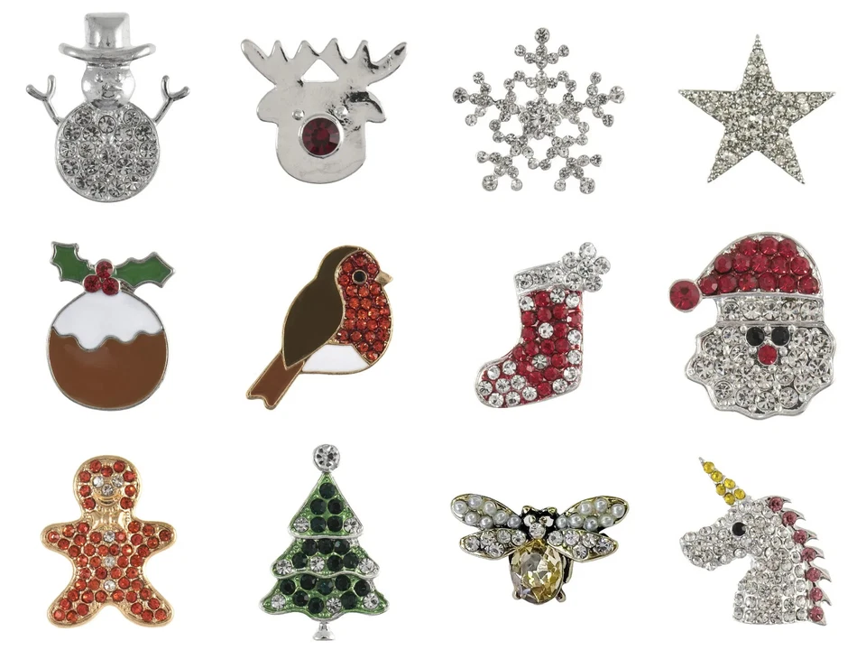 Diamante Christmas Buttons - Festive Novelty Loose Shank Xmas Buttons - Image 1 of 1