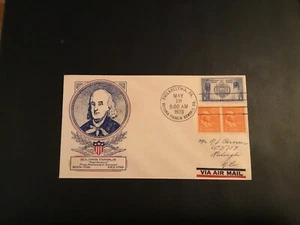 FDC 1938 #803 WSE/CLIFFORD Cachet BENJAMIN FRANKLIN 1/2 Cent Stamp Airmail - Picture 1 of 2