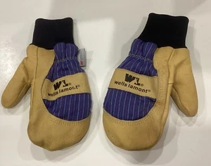 Men's / Boys Leather Palm Thinsulate Winter Mittens Beige Size Small - Picture 1 of 5