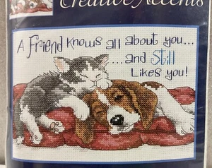 Dimensions True Friend counted cross stitch Kit NEW! Beagle Puppy Dog & Kitten - Picture 1 of 3