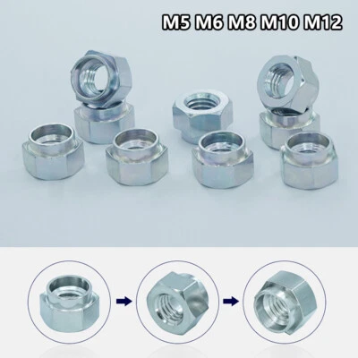M5 M6 M8 M10 M12 Sechskant-Nietmuttern Verzinkt Einpressmutter Stufenmuttern - Bild 1 von 4