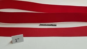 Grosgrain Ribbon 1 Inch Solid Color Red #250 Double Sided Christmas Bright Color - Picture 1 of 1