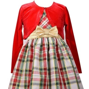 Bonnie Jean Cardigan & Dress Girls Size 14 Years Red & Gold Stretch Fit & Flare - Picture 1 of 2