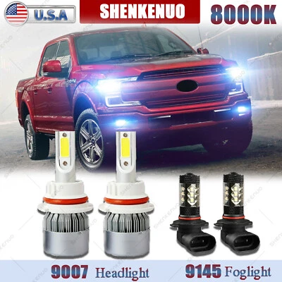 For Ford F-250 F-350 Super Duty 2001-2004 8000K LED Headlights + Fog Light Bulbs - Image 1 of 4