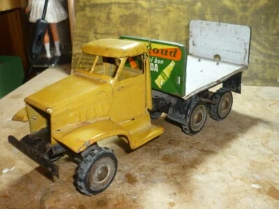 ANCIEN FRANCE JOUET FJ CAMION GMC RARE PUB SODA VERIGOUD JOUSTRA MONT BLANC 1950 - Photo 1/4