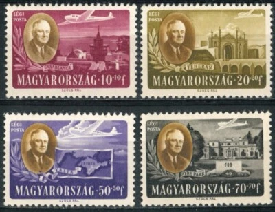 SELLOS ANTIGUOS DE HUNGRÍA 1947 Presidente Roosevelt - Como nuevos con bisagras Foto 1 de 2