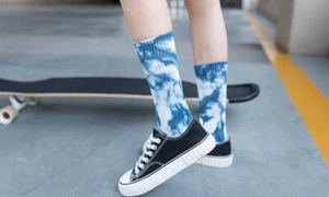 Batik Socken Damen Bunt Rundhals Paar Geschenkidee Winter Weihnachten Trend Warm - Bild 1 von 45