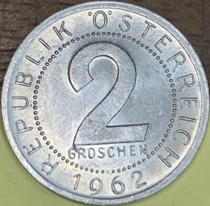 Austria 1962 2 Groschen Aluminum. Free Shipping Lot - ELK.2.4 - Thank You - Picture 1 of 6