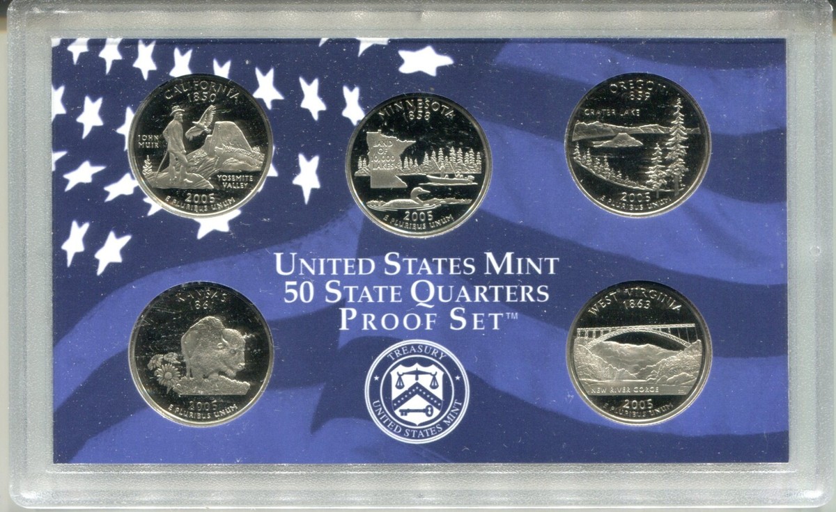 U.S. Mint 2005 Proof Set US State Quarters (1999-2008) for
