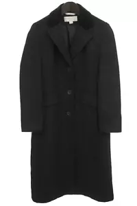 Women Albert Nipon Coat Black Overcoat Wool Long S IT40 FR38 US6 UK8 VAK685 - Picture 1 of 9