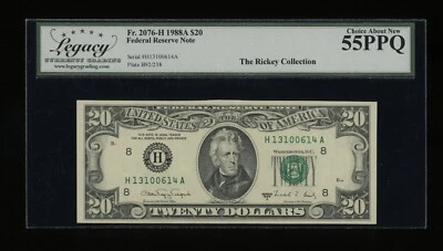 DBR 1988-A $20 FRN St. Louis Fr. 2076-H Legacy 55 PPQ Serial H13100614A - Image 1 of 2