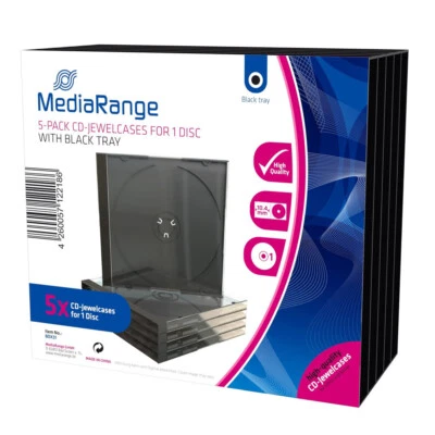MediaRange Custodia Singola  Jewel Case 10,4mm per DVD o CD BOX31 (5 custodie) - Immagine 1 di 2