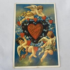 Postal vintage de San Valentín estilo victoriano Cupidos Querubines Lillian Vernon - Imagen 1 de 5