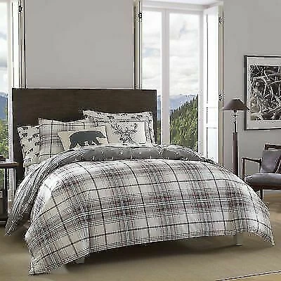 Eddie Bauer Alder Plaid Comforter Set Twin Charcoal