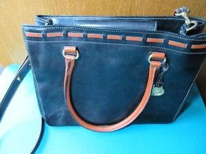 NEW! VINTAGE Tuscan Collection BRAHMIN Small Satchel Handbag Bag Black w/ Brown - Picture 1 of 8