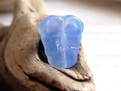 8 - 13x11mm CZECH WEDGEWOOD BLUE OPALINE PANSY FLOWER BLOSSOM GLASS BEAD PANSIES - Image 1 of 4