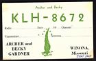 QSL QSO RADIO CARD "Archer and Becky Gardner/KLH-8672", Missouri (Q1962)
