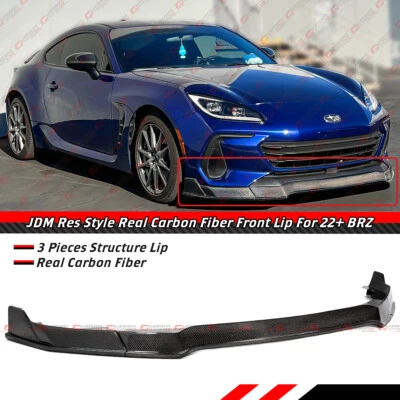 For 2022-2025 Subaru BRZ ZD8 Carbon Fiber 3pc RS Style Front Bumper Lip Splitter - Image 1 of 4