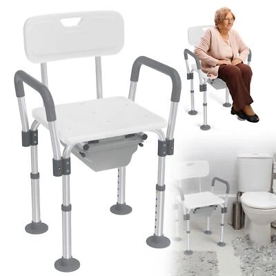 Toilettenstuhl Alu Nachtstuhl WC-Stuhl Weiß mit Deckel für Bad Schlafzimmer NEU - Bild 1 von 4